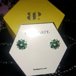 Bomb Party Lab Created Emerald Earrings